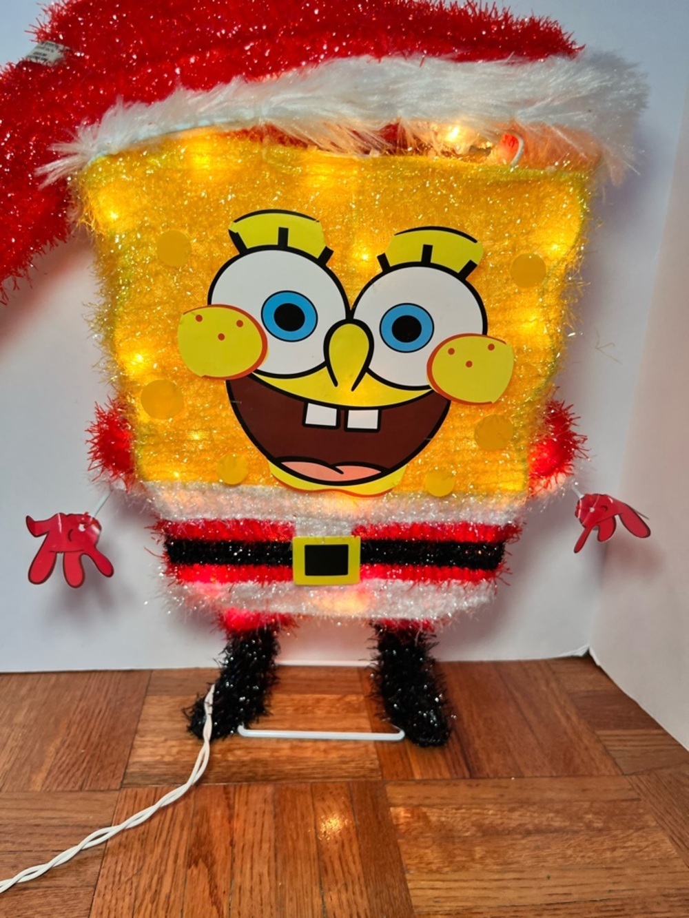RARE Vintage 2012 SpongeBob Santa 3D Pre-Lit Tinsel Decor HTF - Picture 3 of 11